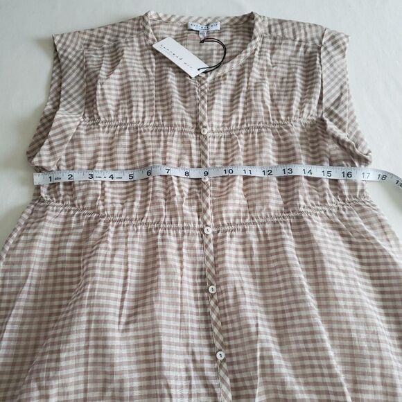 Current Air Brown Gingham Folded Sleeve Hem Button Down Top  XSMALL NWT - Picture 13 of 14